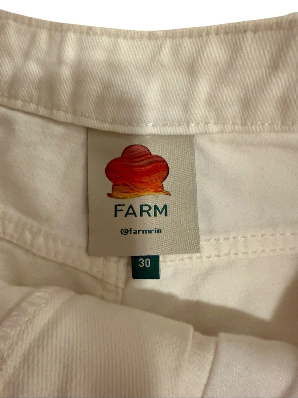 Farm Rio Crochet Denim Shorts White - Size: 30